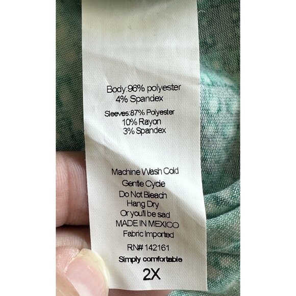 NWT LulaRoe Green & Gray Plus Size Randy Shirt, Size 2XL - Picture 3 of 5